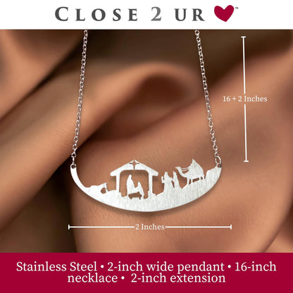 Close 2 UR Heart Stainless Steel Necklace - 3 Kings | Faith Inspired Pendant With Meaningful Message | Durable Handmade Jewelry Gift | Made In USA