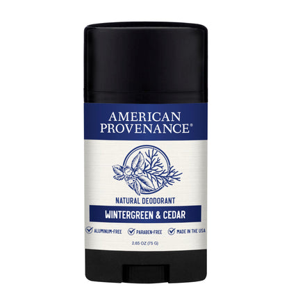 American Provenance All Natural Deodorant for Men and Women - Aluminum Free Deodorant that Lasts All Day - Made in the USA with Essential Oils & Cruelty Free - Wintergreen, Fir, Cedar (1 Pack)