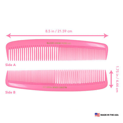 Allegro Combs 1000 X-Large Styling Comb Hair Cutting Barber Stylist Shampoo Combs All Purpose Wide And Fine Tooth Made In The USA 2 Pc. (Light Pink)