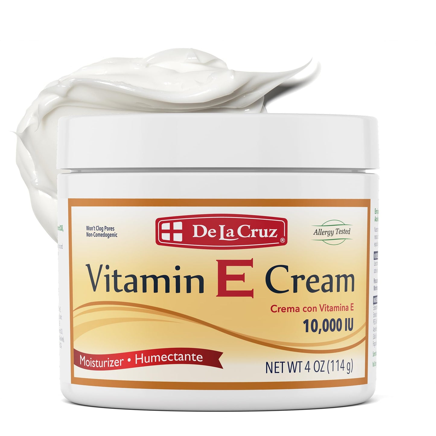De La Cruz Vitamin E Cream for Face and Neck - Moisturizing Skin Care for All Skin Types - 0.42 oz trial + 4 oz Bundle - Made in USA