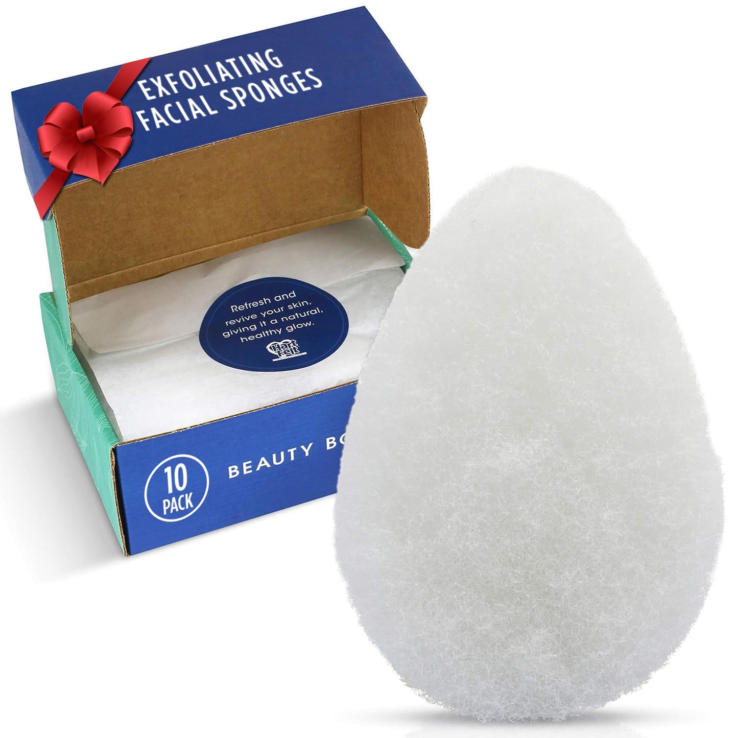 HartFelt Regular Exfoliating Facial Sponge for Face - Daily Cleansing Face Scrubber - Buf Dirt Away with Puf Styled Reusable Face Pads for Removing Makeup, Dirt, and Dead Skin - Made in USA