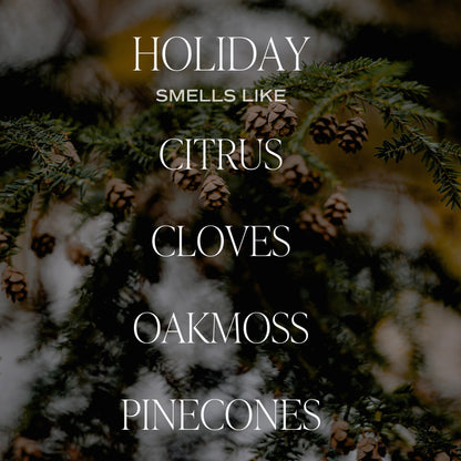Sweet Water Decor Holiday Candle - Cloves, Pine, and Sandalwood Festive Winter Scented Soy Candles for Home - 9oz Clear Jar, 40 Hour Burn Time, Made in The USA