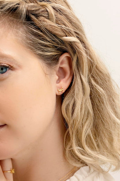 Gold Butterfly Stud Earrings Handmade By Katie Dean Jewelry
