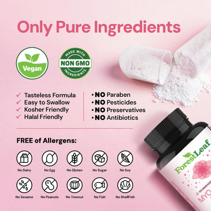 Myo-Inositol & D-Chiro Inositol Supplement for Women's Health | Fertility Supplements Women | Inositol 40:1 Ratio Support Ovarian Function & Healthy Hormone Balance Women | 2050mg | 120 Powder Caps