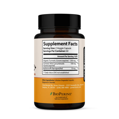 Grow Vitamin Curcumin+ Ultra: Organic High-Potency Blend | Maximum Strength Turmeric Formula with 95% Curcuminoids | USDA Certified | 30-Day Supply