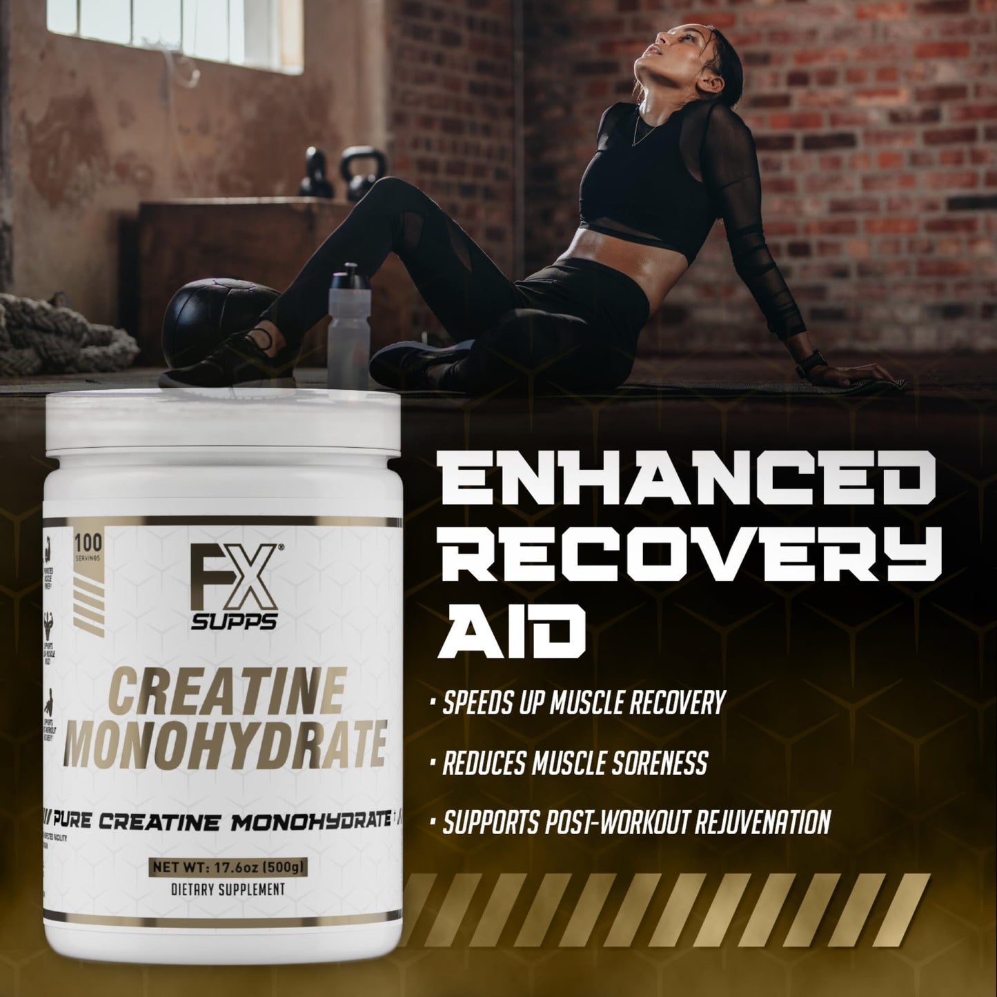 FXSUPPS Creatine Monohydrate Powder | Unflavored Micronized Creatine Powder | Fast-Absorbing Keto-Friendly Micronized Creatine Monohydrate | Creatine Powder for Muscle Gains and Recover