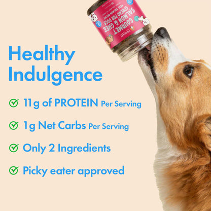 Visionary Pet Foods Salmon Meat Spread - Healthy Dog Treat - Alternative to Dog Peanut Butter, Xylitol Free, No Sugar and Filler Free - Use on Lick Mat, Food Mixer, Pill Pockets - 12oz Jar