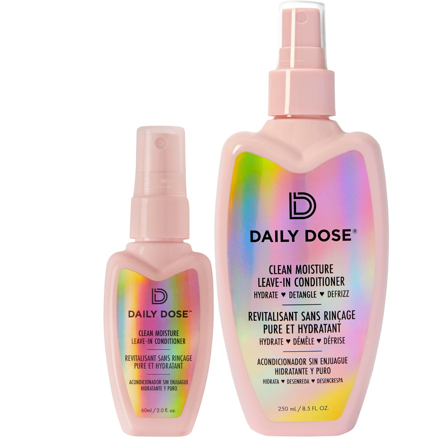 DAILY DOSE Leave-In Conditioner (8.5oz + 2oz Duo) Hair Detangler Spray (Award Winning), Paraben Free, Phthalates Free, Cruelty Free, Vegan