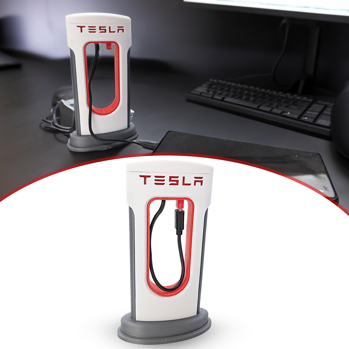 Tesla Supercharger Replica Charging Station Accessories - USB-C Compatible with Android and iPhone - Includes USB-C Cable - Gift - Made in USA