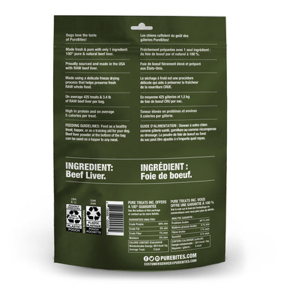 PureBites Beef Freeze Dried Dog Treats, 1 Ingredient, Made in USA, 16.6oz