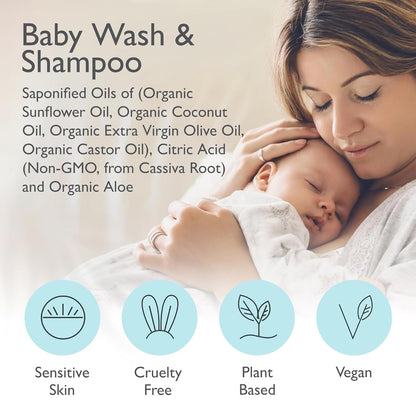SoCal Suds & Company 2oz Organic Baby Wash & Shampoo- Fragrance Free- 2 Pack