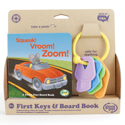Green Toys First Keys & Board Book - Motor Skills, Kids Learning and Reading Set. Safe for Babies and Toddlers. No BPA, phthalates, PVC. Dishwasher Safe, Recycled Plastic, Made in USA.