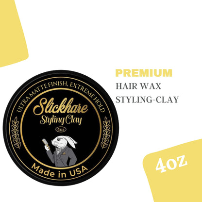 Slickhare Styling Hair Clay for Men | Premium Mens Hair Paste | Mens Hair Styling Clay with Strong Hold | 4 oz Ultra Matte Clay Hair Product | Made with Active Natural Ingredients | Made in USA