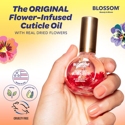 Blossom Cuticle Oil for Nails, Hydrating, Moisturizing, Scented Nail Oil Cuticle Care, Infused with Real Flowers, Made in USA, 0.5 fl. oz, Mandarin Orange