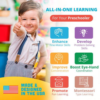 Made in USA - Busy Book for Toddler Toys - Preschool Learning Tools - Kids Books with Toddler Learning Activities - Busy Board for Toddlers - Activities for Kids (10 Pages)