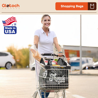 Glotoch 1000 Count Plastic Thank You T-shirt Bags Black, 11.5" x 6.5" x 21" Grocery Bags with Handles for Restaurant, Retail, Grocery Store, Takeout, Convenience Stores, Shopping Bag in Bulk