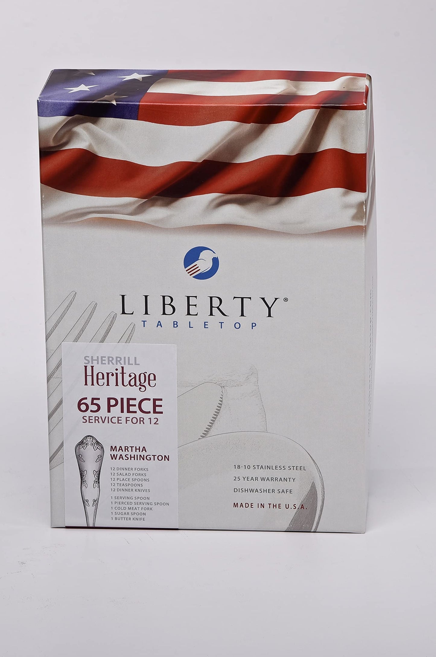 Liberty Tabletop Providence 60 Piece Silverware Set Service for 12 Flatware Made in America USA