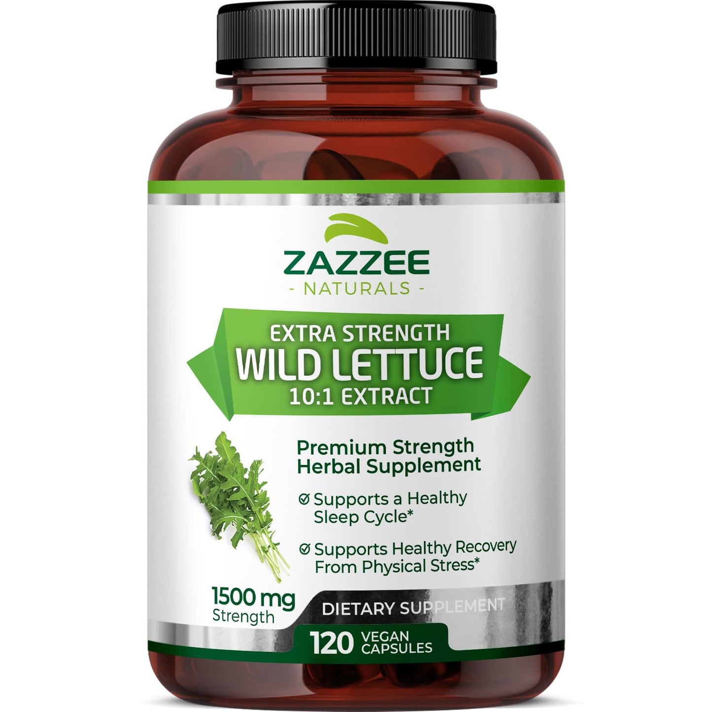 Zazzee Extra Strength Wild Lettuce 10:1 Extract, 1500 mg Strength, 120 Vegan Capsules, Potent Lactuca Virosa Variety, Concentrated 10X Extract, 100% Vegetarian, All-Natural, Non-GMO, Made in The USA
