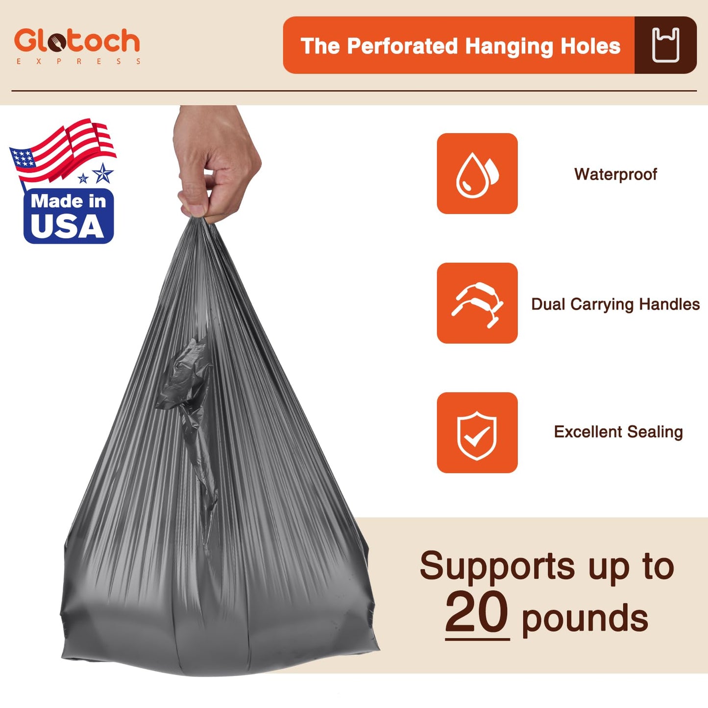 Glotoch 1000 Count Plastic T-shirt Bags Grey, 11.5" x 6.5" x 21" White Grocery Bags with Handles for Restaurant, Retail, Grocery Store, Takeout, Convenience Stores, Shopping Bag in Bulk