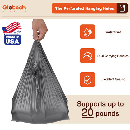 Glotoch 1000 Count Plastic T-shirt Bags Grey, 11.5" x 6.5" x 21" White Grocery Bags with Handles for Restaurant, Retail, Grocery Store, Takeout, Convenience Stores, Shopping Bag in Bulk