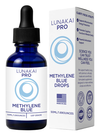 Lunakai PRO USA Made Methylene Blue Pharmaceutical Grade – 99.99% Pure USP Grade 1% Methylene Blue Drops for Humans – Cognitive & Focus Support Supplement