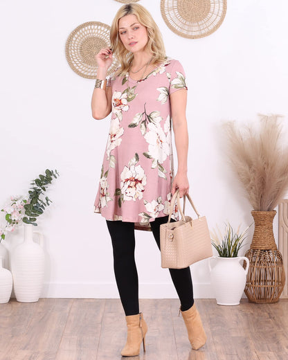Popana Womens Short Sleeve Summer Tunic Tops to Wear with Leggings Loose Fit Made in USA