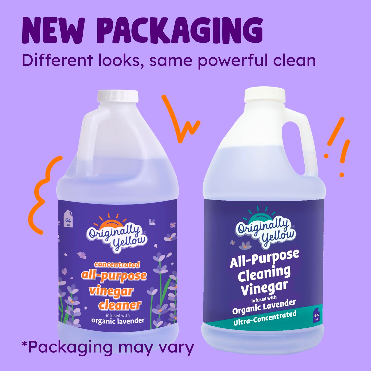 Originally Yellow Lavender Vinegar For Cleaning Purpose | USA Made All Purpose Cleaner | Use as a Floor, Glass, Kitchen, & Bathroom Cleaner | Plant Derived Vinegar half Gallon| 64 Oz