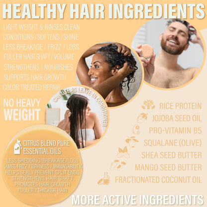 Luxiny Shampoo and Conditioner Bar Set - Sulfate Free, Moisturizing, All Hair Types (Citrus Splash) - 1 Shampoo Bar, 60g & 1 Conditioner Bar, 50g - Made in USA