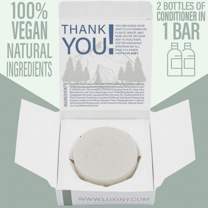 Luxiny Tea Tree Mint Shampoo and Conditioner Bar Set - 1 Sulfate Free Shampoo Bar (60g), 1 Deep Conditioner Bar (50g) for All Hair Types, Made in USA