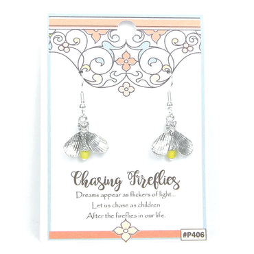 Pewter Firefly Lightning Bug Earrings - Gift Packaged with Chase your Dreams Story Card - Graduation, Wedding, and Shower Gift- Made in USA