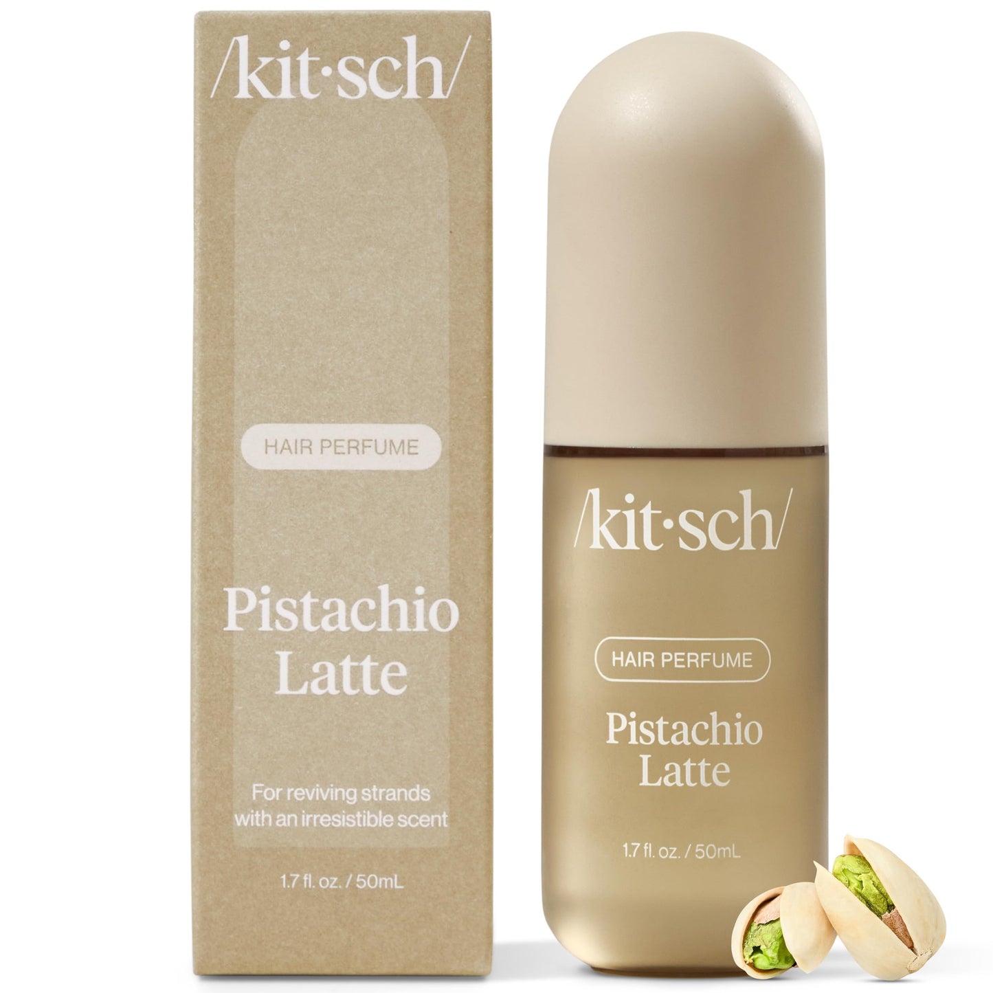 Kitsch Pistachio Latte Hair Perfume for Women - Hair Spray & Body Mist - Clean, Deodorizing & Patented Odor-Eliminating Technology - Freshen Hair, Body & Pillows - Coconut & Warm Coffee Scent - 50ml