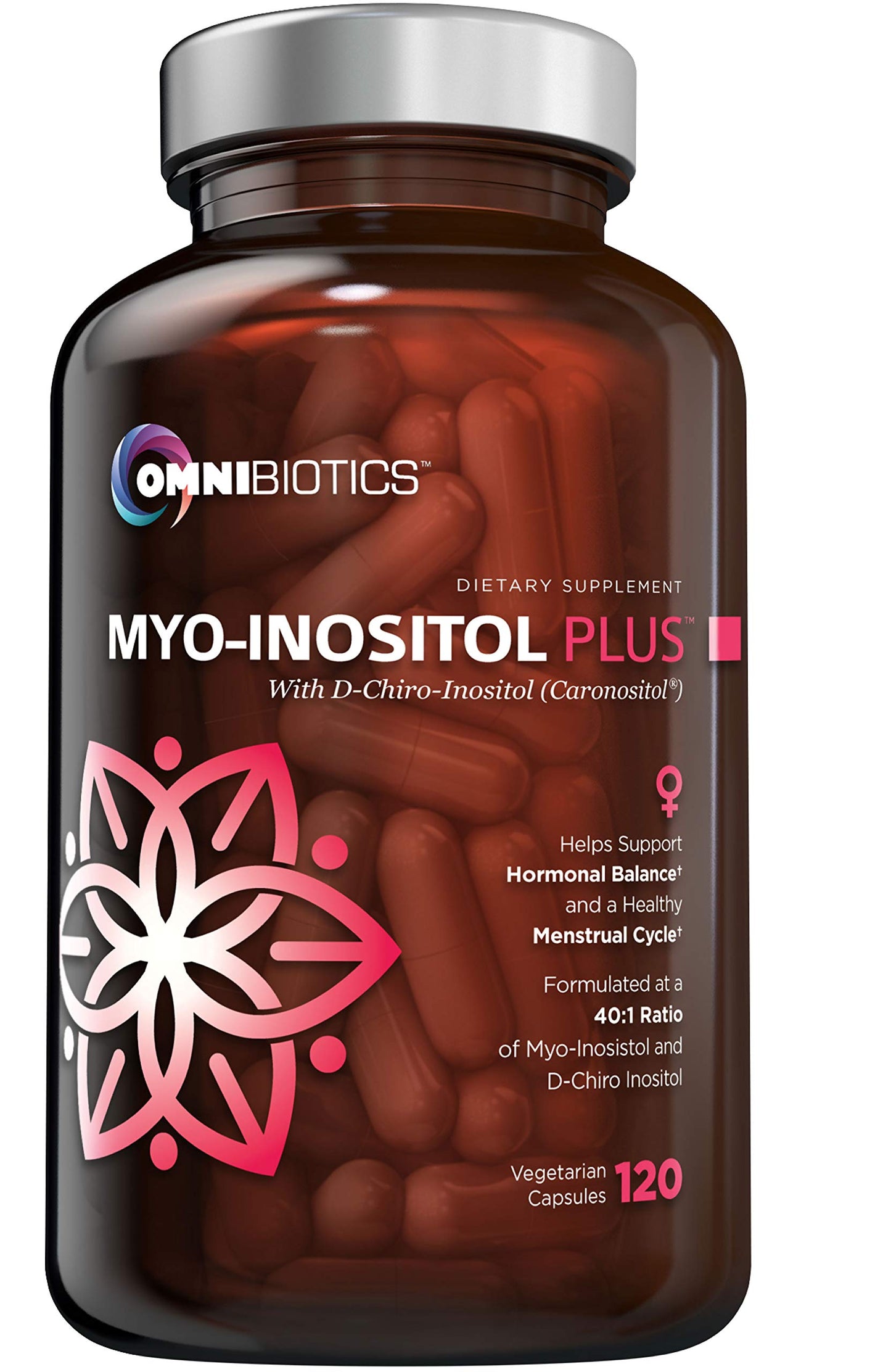 OmniBiotics Myo-Inositol & D-Chiro Inositol Supplement with 40:1 Ratio for Hormone Balance for Women - Women Supplement to Support Reproductive Health & Ovarian Function. Non-GMO - 120 Vegan Capsules