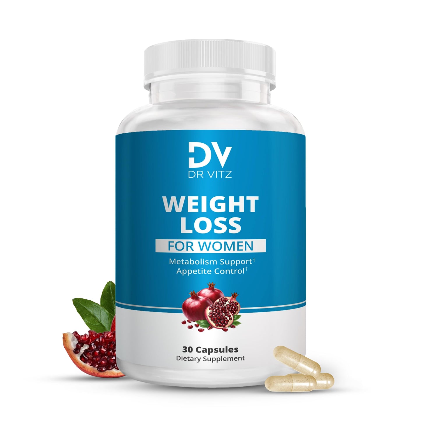 Dr Vitz Weight Loss Pills for Women – Fat Burner & Appetite Suppressant – Metabolism Booster with Chromium, Green Tea & Guarana – 30 Capsules – Caffeine Anhydrous for Energy Support