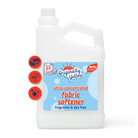 Originally Yellow Plant Based Fabric Softener | Fragrance & Dye-Free Laundry Softener Helps Remove Static & Wrinkles | High-Efficiency, Ultra-Concentrated Liquid Fabric Softener | 32 Oz