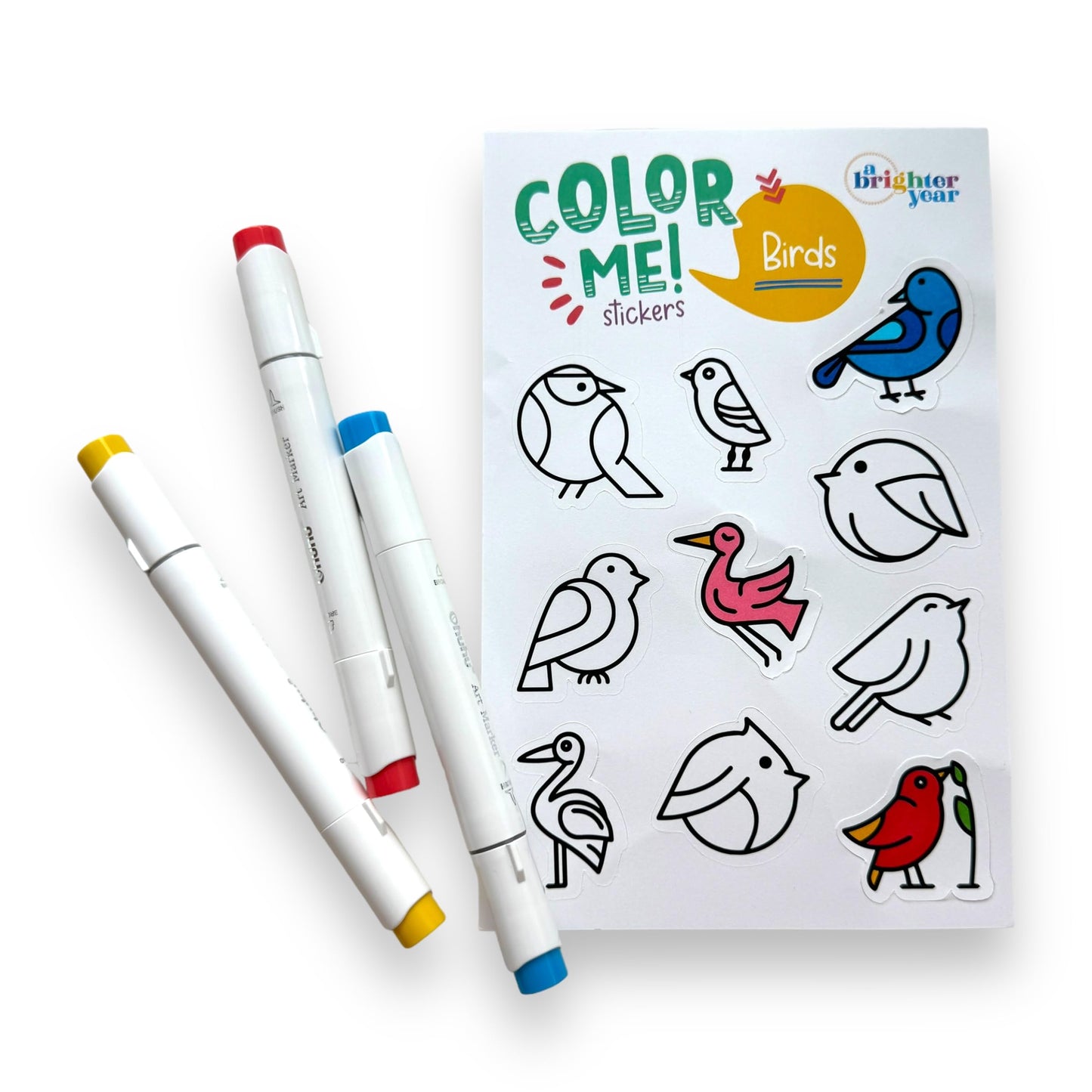 A Brighter Year Color-Your-Own Sticker Bundle, Birds, Bugs & Botany Edition - 3-Pack of 8.5” x 5.5” Sheets of 10 Stickers Each – Stickers are 1.5-2” x 2-3” - Notebooks, Planner, Gift