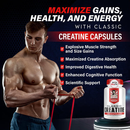 Creatine Monohydrate Capsules - 5000mg + BioFit™ (Max Strength) Supports Muscle Growth & Recovery, Performance, Cognitive Health - Creatine Pills for Men & Women - Made in USA + 180 V Capsules