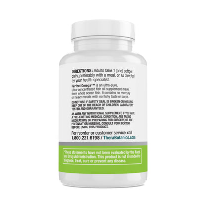 Therabotanics Perfect Omega Fish Oil Supplement EPA & DHA – High Absorption, Concentrated Omega 3 for Heart, Brain, Eye, & Metabolic Health - Alaskan Fish Oil Softgels - 30 Count (Pack of 1)