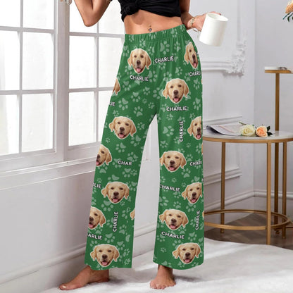 Custom Face Pajamas Pants with Photo for Men Women:Made in USA Personalized Dod Cat Pet Pajama Sleepwear Trousers For Family Couple Pet Lover,Funny Christmas Gifts for Wife Husband