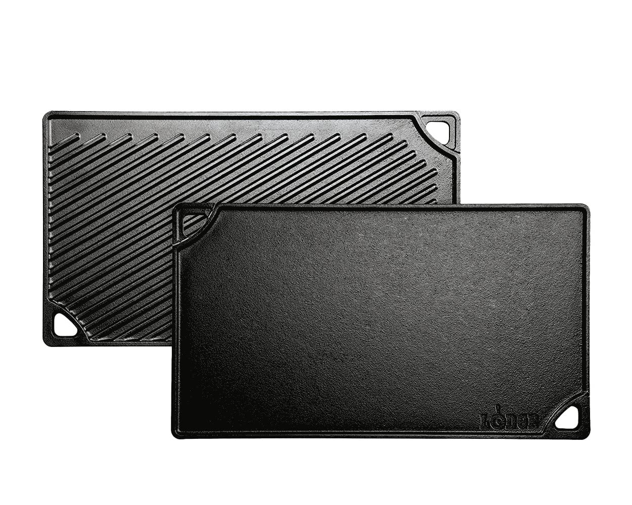 Lodge Reversible Cast Iron Grill/Griddle – Pre-Seasoned Cooking Surface – Flat & Ribbed Sides – Use on Stove, Grill, or Campfire – Made in the USA – Heavy-Duty, Black