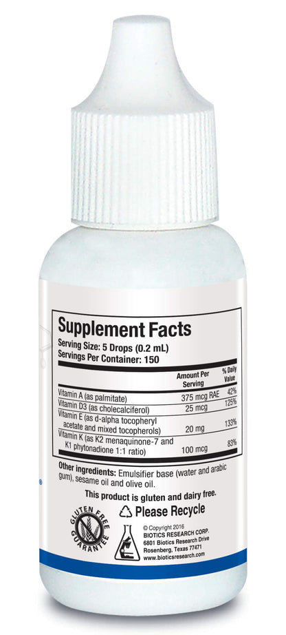 Biotics Research Bio ADEK Mulsion - Emulsified Formula, Improved Bioavailability, Supports Healthy Immune Responses, Bone Health, Eye Health, Cardiovascular Health, 1 fl oz