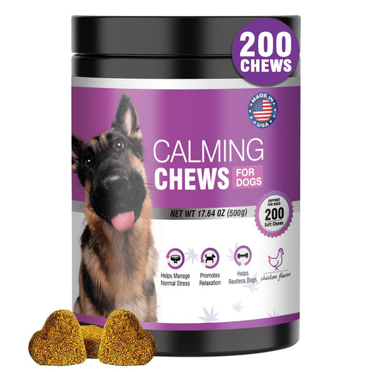 Hemp Calming Chews for Dogs (Chicken Flavor) 200pc Dog Calming Treat and Bites with Hemp Oil - Anxiety and Stress Relief Treats for Dogs Puppy Melatonin Sleep Aid Calm Dog with Noise,Thunder,Barking,Separation,Chewing