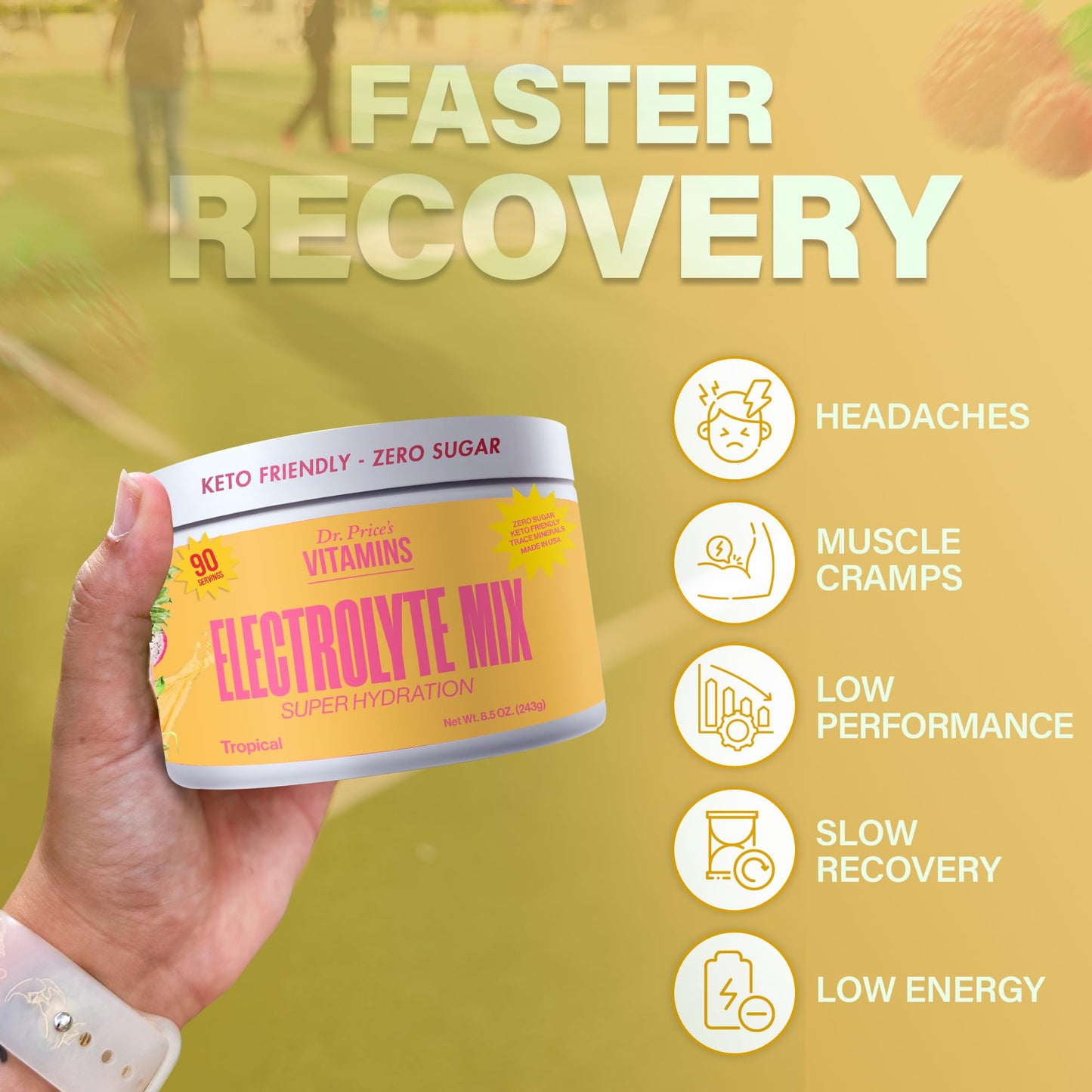 Dr. Price’s Electrolyte Mix | Sugar-Free Hydration Powder with 72+ Trace Minerals | No Sugar, Fast-Dissolving Electrolytes Powder Packets | Tropical, 90 Servings