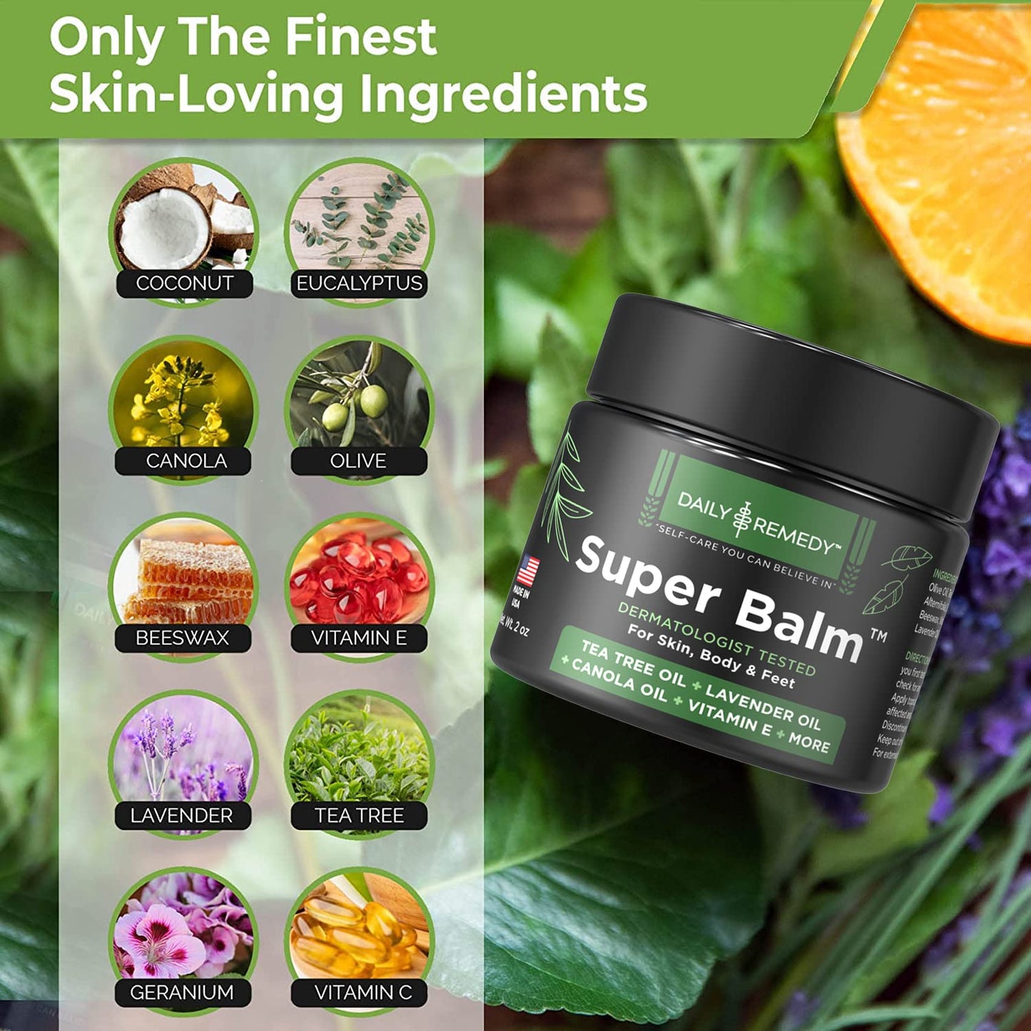 Daily Remedy Tea Tree Oil Extra Strength Super Balm - Athletes Foot Cream Combats Ringworm, Jock Itch, Nail Issues - Nourishes Cracked Itchy Skin on Body & Feet - Made in USA