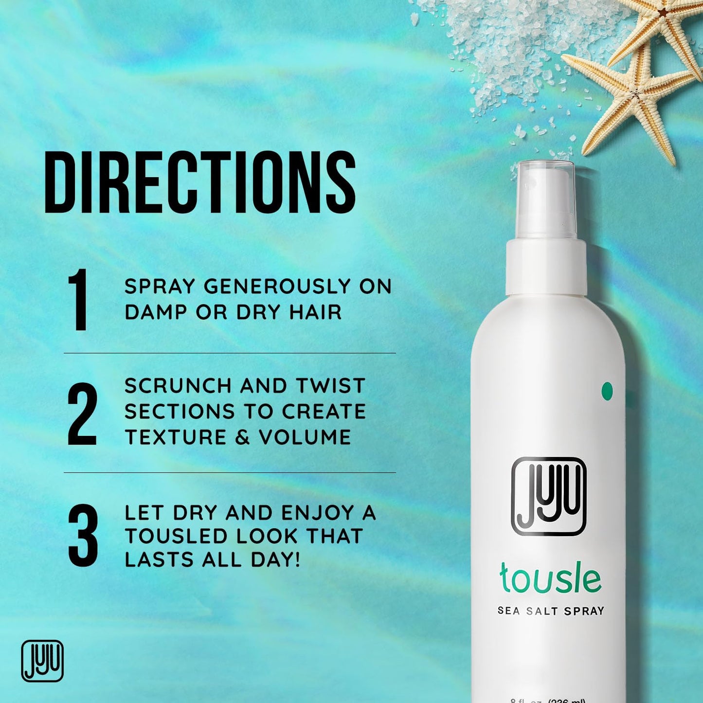 Tousle Sea Salt Spray for Men & Women 8 Fl Oz Made in USA (New Formula)-Natural Sea Salt Spray for Hair, Hair Texturizer for Women, Artificial Fragrance-Free Texture Sprays, Surfer Texturizer for Men