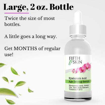 Age Defying Face Serum w/Hyaluronic Acid, Vit C & E | BIG 2 OZ. | Made in USA | Vegan | Cruelty Free | Wrinkles | Plump Fine Lines | Dry Skin