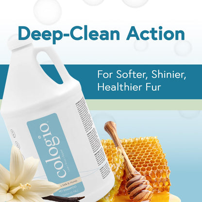 Cologio Dog Shampoo with Manuka Honey – Odor Eliminator & Itch Easing for Dry, Sensitive Skin – Gentle & Moisturizing Groomer-Developed Formula – Paraben-Free, Made in USA - 1 Gallon