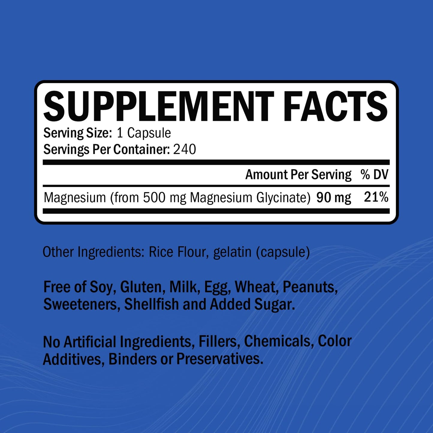 Magnesium Glycinate - High Absorption Magnesium Supplement 500mg Per Serving for Stress Relief, Sleep, Heart and Bone Health, Nerve Support - Non-GMO, Gluten-Free, Gentle on Stomach, 240 Capsules