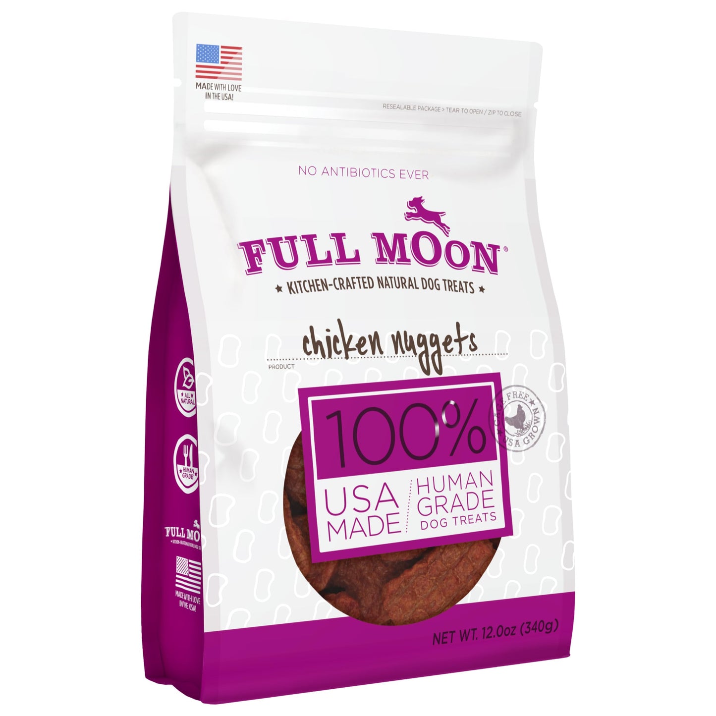 Full Moon Chicken Nuggets Healthy All Natural Dog Treats Human Grade Made in USA 12 oz