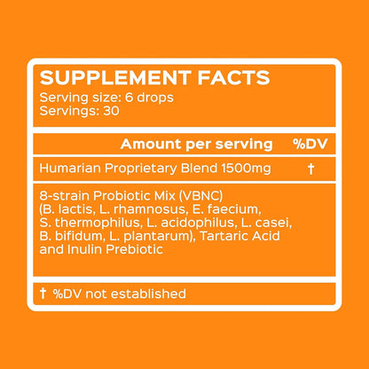 Humarian Probonix Liquid Probiotics for Cats - 8-Strain Cat Probiotic Drops to Fortify Feline Gut Health, Dental Health, Immunity and More - 30-Day Supply - Liver Flavor
