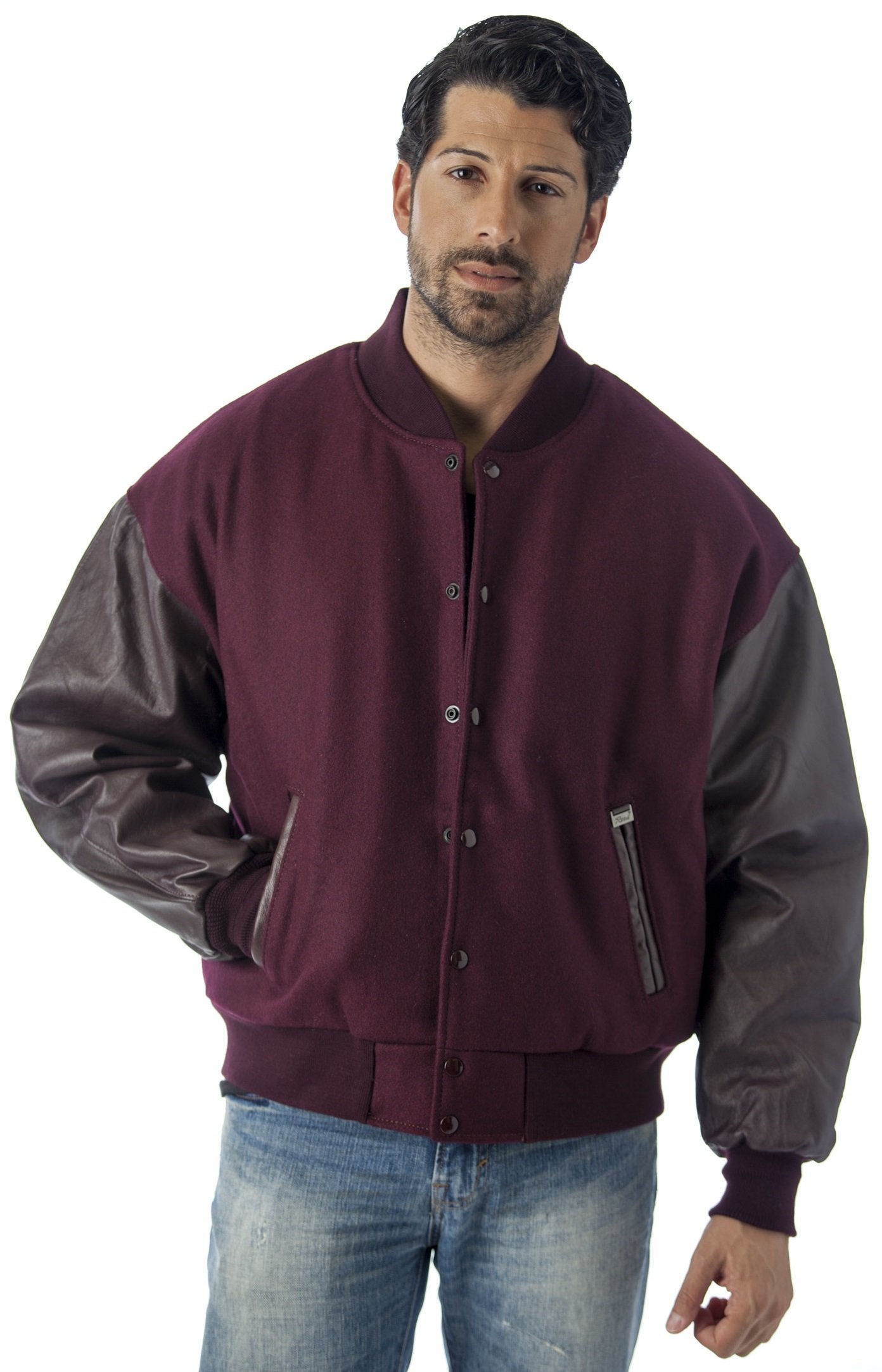 REED Men's Premium Varsity Leather/wool Jacket Made in USA